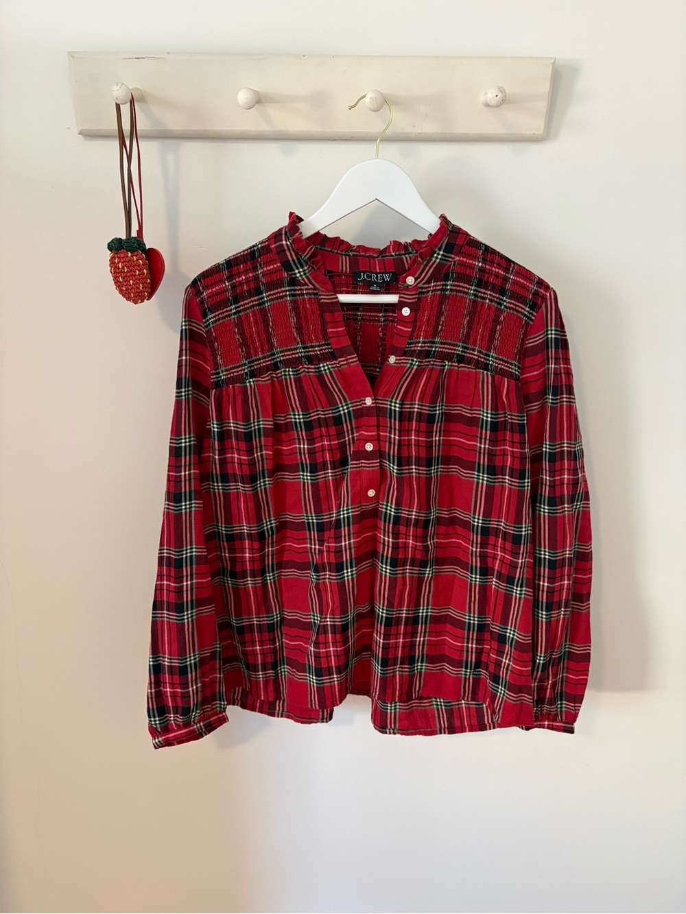 J. Crew Red and Black Plaid Button-Down Women's Shirt